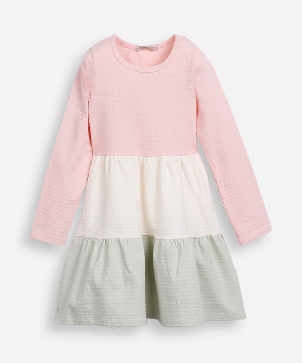 vestido infantil de algodão texturizado com recortes colorido 4