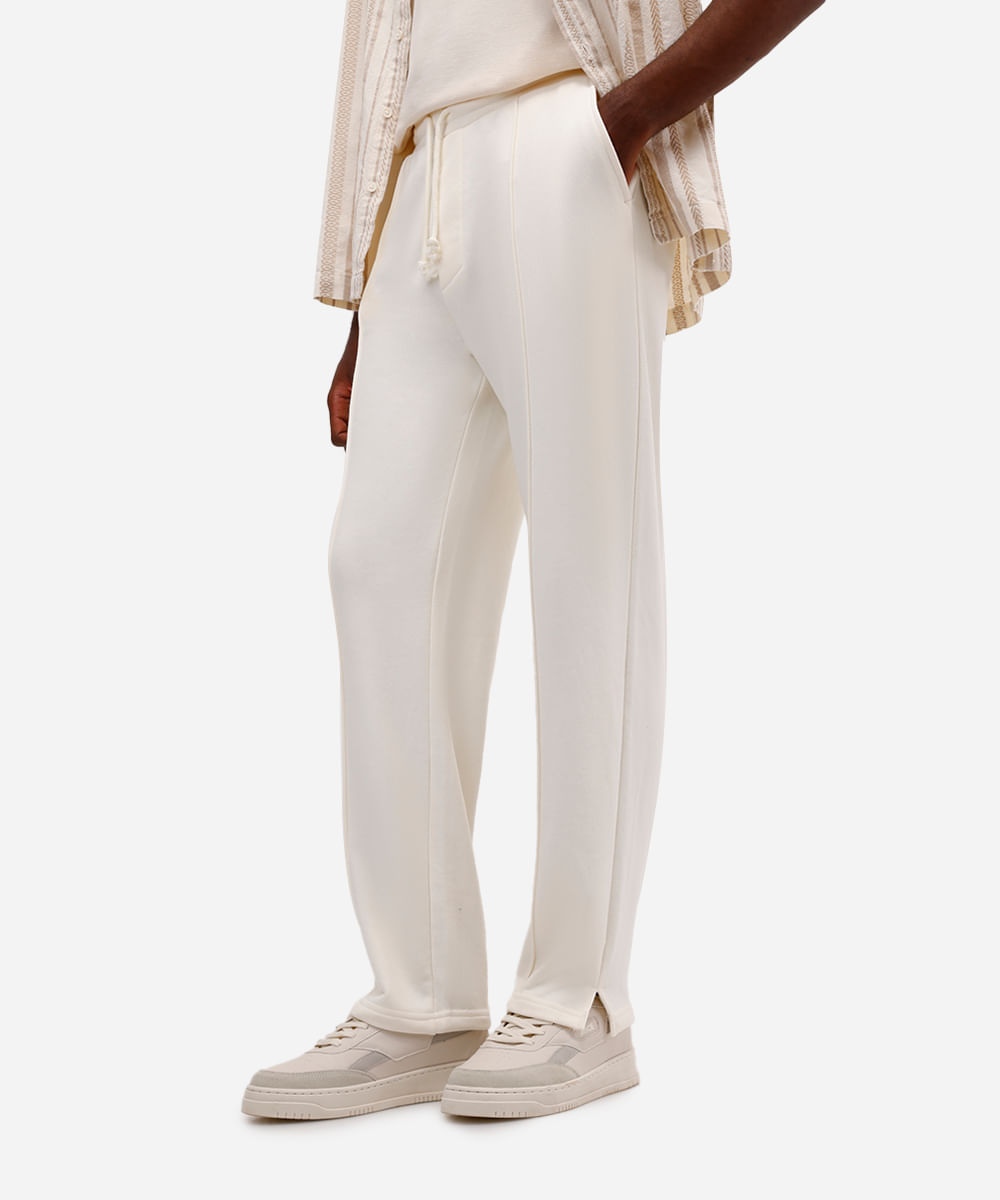 calça jogger masculina de moletom sem felpa off white