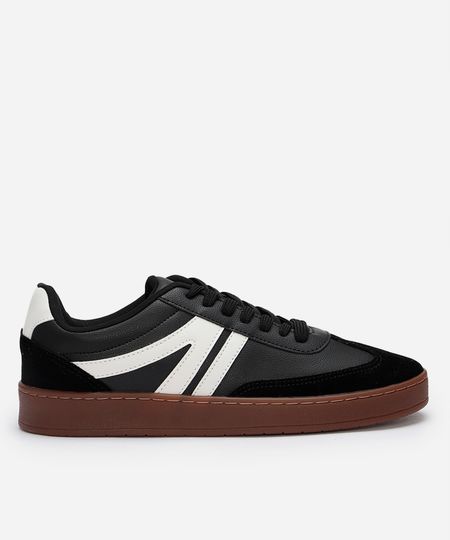 tênis casual com recortes bicolor ace preto 38
