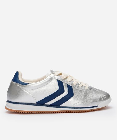tênis casual com recortes bicolor ace prateado 35