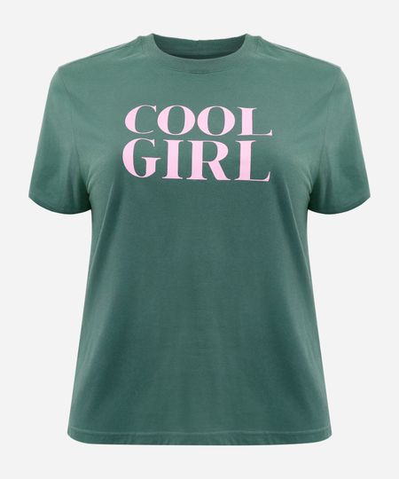 camiseta feminina de algodão cool girl mindset plus size verde GG1