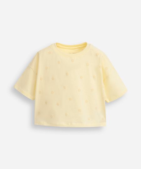 camiseta infantil manga curta floral amarela 8
