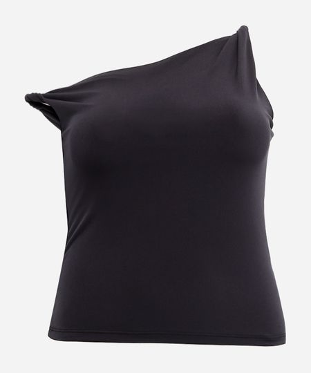 blusa feminina decote assimétrico mindset plus size preta GG1