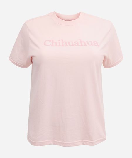 camiseta feminina de algodão chihuahua mindset plus size rosa GG2