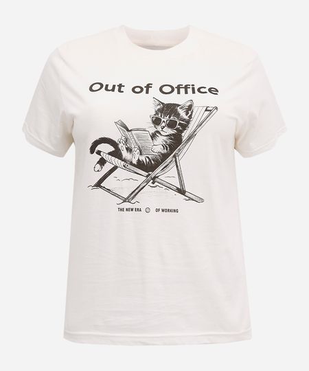 camiseta feminina de algodão out of office mindset plus size off white GG2