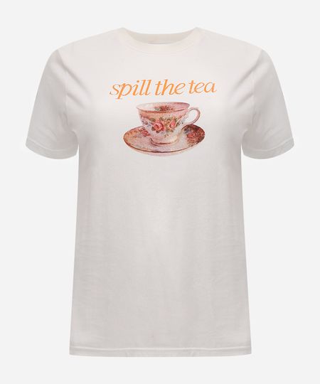 camiseta feminina de algodão spill the tea mindset plus size off white GG1