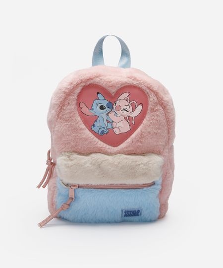 mochila infantil de pelúcia stitch e angel multicor UNICO