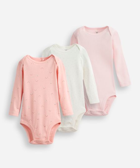 kit de 3 bodies infantis estampados colorido 6-9 kit de 3 bodies infantis estampados colorido 6-9