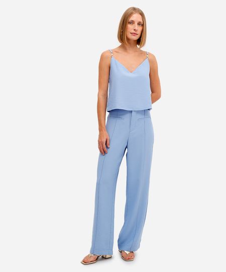calça feminina de alfaiataria em viscose azul 36