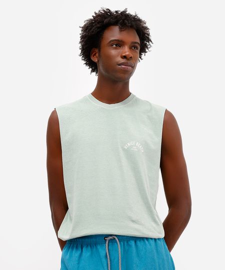 regata machão masculina de algodão venice beach verde M regata machão masculina de algodão venice beach verde M