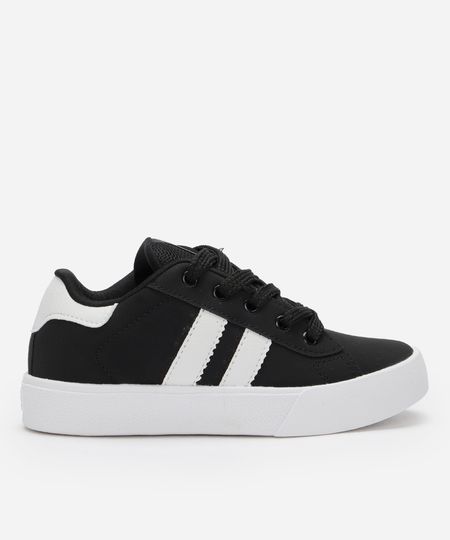 tênis infantil cano baixo com recorte ollie preto 30 tênis infantil cano baixo com recorte ollie preto 30