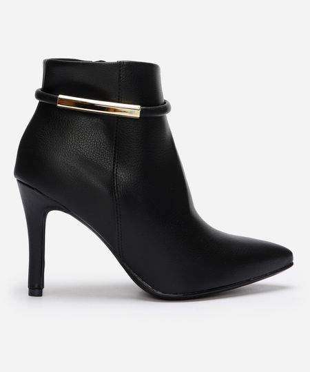 bota feminina cano curto bico fino vizzano preta 34