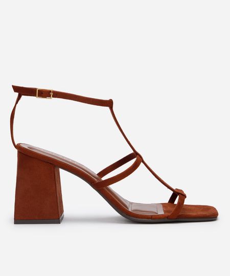 sandália gladiadora salto médio oneself marrom 34 sandália gladiadora salto médio oneself marrom 34