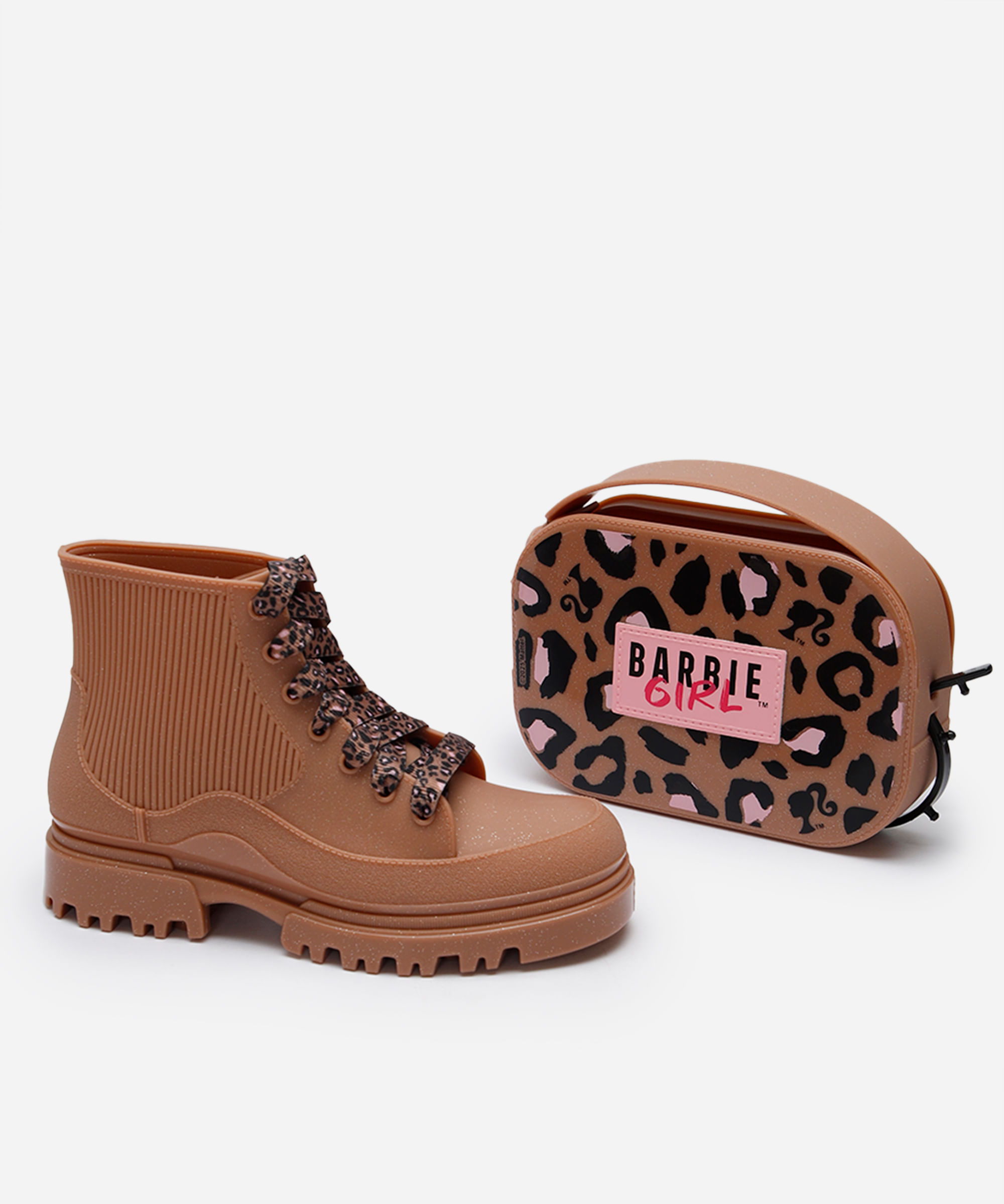 coturno infantil com bolsa barbie marrom