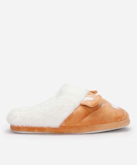 pantufa de pelúcia urso bege 34-35