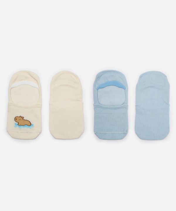 kit de 2 meias sapatilha capivara colorido 34-39