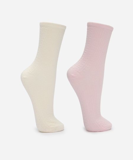 kit de 2 meias cano alto texturizada colorido 34-39 kit de 2 meias cano alto texturizada colorido 34-39