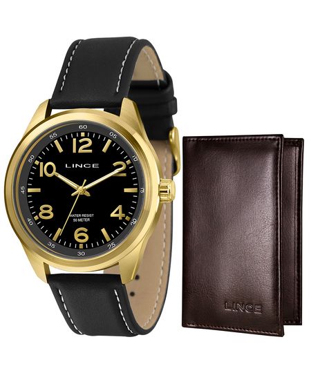 kit relógio masculino lince mrch217l46kbq3p2pb analógico dourado UNICO