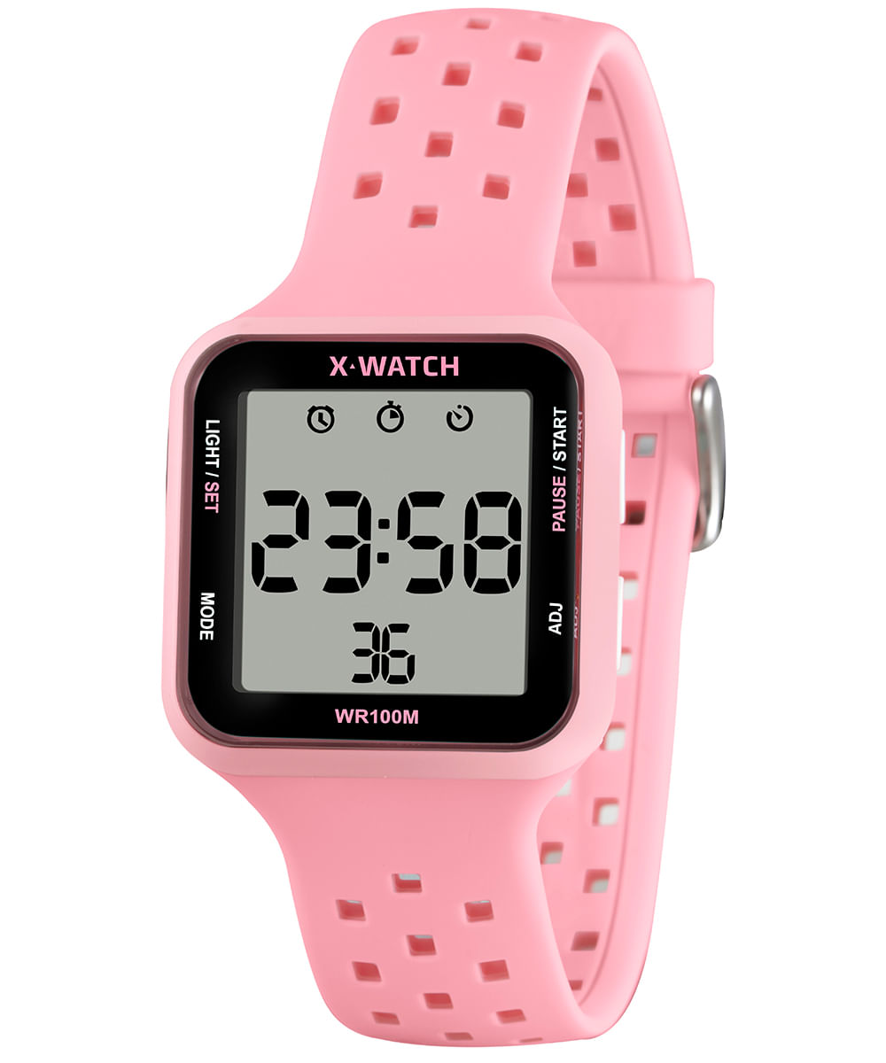 relógio feminino x watch xgppd199bxrx digital rosa