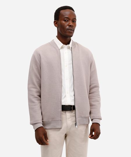 cardigan de moletom canelado cinza GG cardigan de moletom canelado cinza GG