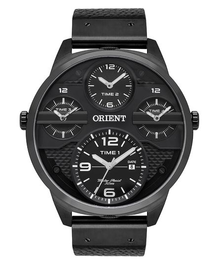 relógio masculino orient mpsct002p2px dual time preto UNICO