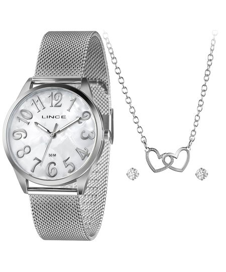 kit relógio feminino lince lrmh222l40k0dcb2sx analógico prateado UNICO kit relógio feminino lince lrmh222l40k0dcb2sx analógico prateado UNICO