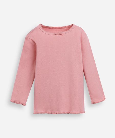 blusa infantil texturizada com laço rosa 1 blusa infantil texturizada com laço rosa 1