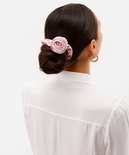 elástico de cabelo feminino scrunchie floral rosa UNICO elástico de cabelo feminino scrunchie floral rosa UNICO