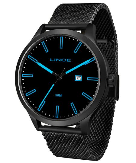 relógio masculino lince mrn4494lpapx analógico calendário preto UNICO