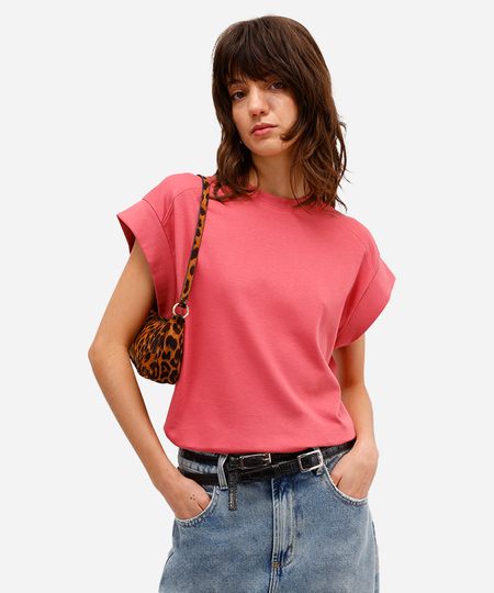 blusa feminina de algodão peruano muscle tee rosa PP