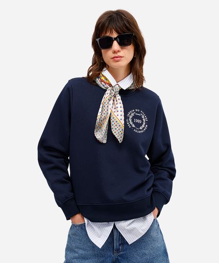 blusão feminino de moletom felpado estampado azul M