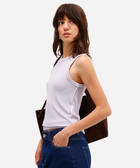 regata feminina de viscose canelada lilás M regata feminina de viscose canelada lilás M