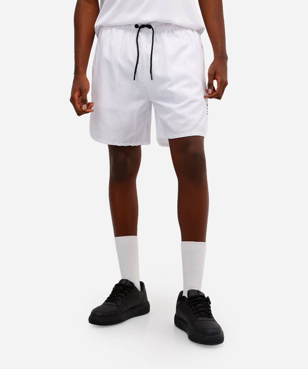 short masculino esportivo ace com bermuda de compressão branco