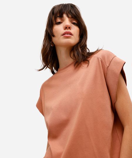 blusa feminina de algodão peruano muscle tee marrom M