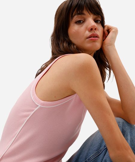 regata feminina de viscose canelada rosa PP regata feminina de viscose canelada rosa PP