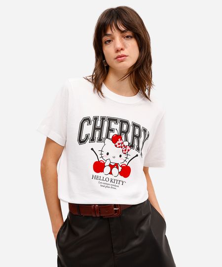 camiseta feminina de algodão hello kitty off white PP camiseta feminina de algodão hello kitty off white PP