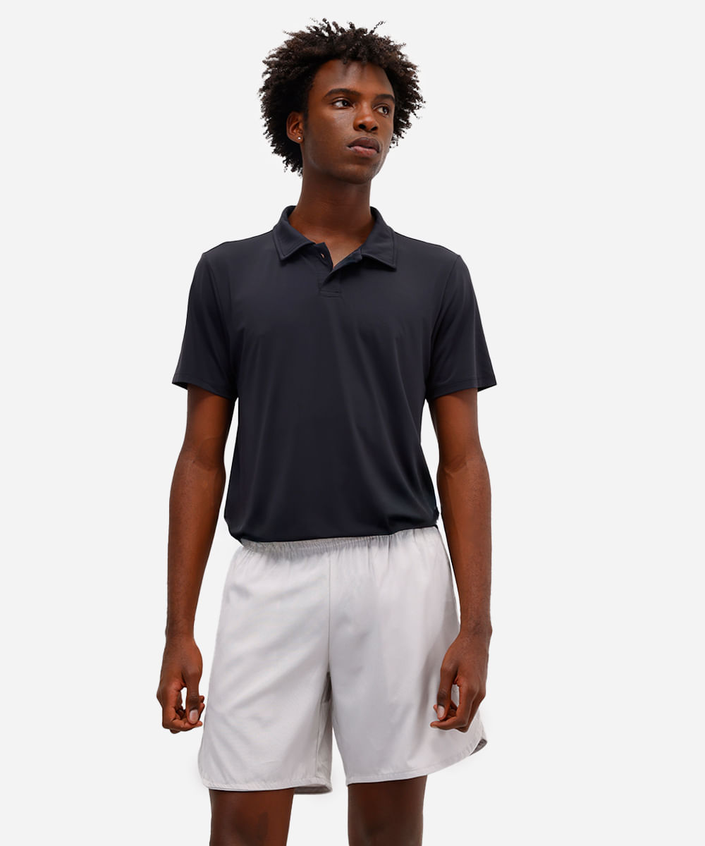 polo esportiva masculina manga curta preta