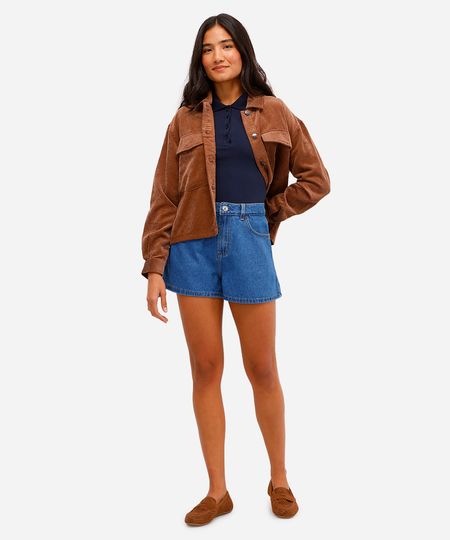 short mom feminino jeans cintura alta azul 34 short mom feminino jeans cintura alta azul 34