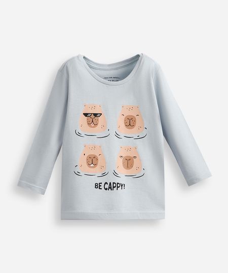 blusa de algodão infantil manga longa capivara azul 1 blusa de algodão infantil manga longa capivara azul 1