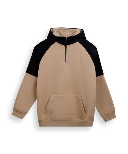 blusa juvenil de moletom felpado com capuz bicolor bege 14 blusa juvenil de moletom felpado com capuz bicolor bege 14