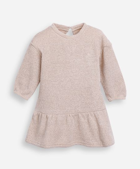 vestido infantil manga bufante com lurex bege 2 vestido infantil manga bufante com lurex bege 2