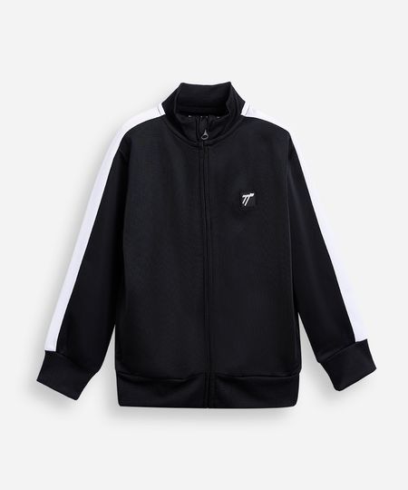 jaqueta infantil gola alta com recorte preta 6 jaqueta infantil gola alta com recorte preta 6