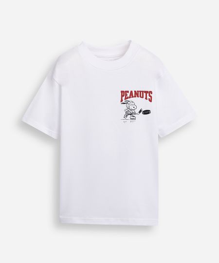 camiseta infantil de algodão manga curta snoopy off white 8