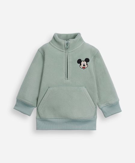 blusão de moletom infantil gola alta mickey verde 2