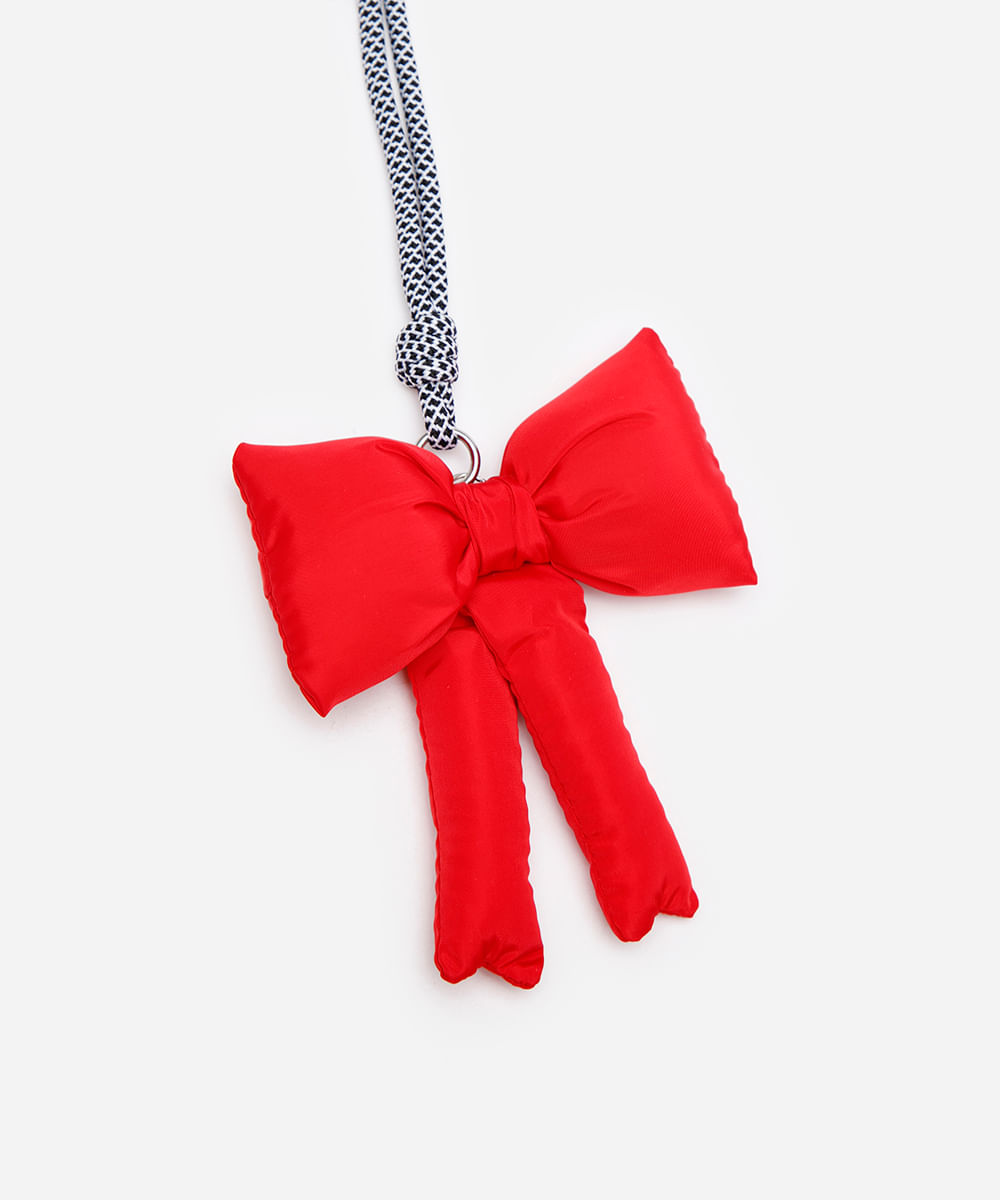 chaveiro bag charm de laço puffer vermelho