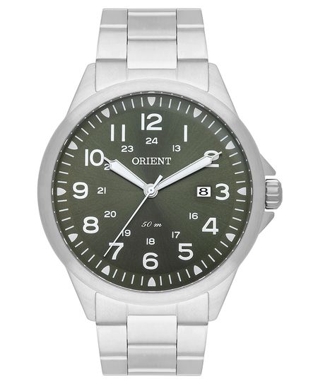 relógio masculino orient mbss1380e2sx analógico calendário prateado UNICO