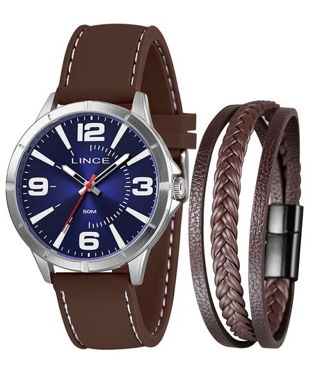kit relógio masculino lince mrpm009l46k0b4d2nx analógico marrom UNICO kit relógio masculino lince mrpm009l46k0b4d2nx analógico marrom UNICO