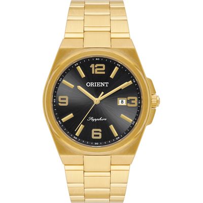 relógio masculino orient mgss1259p2kx analógico calendário dourado