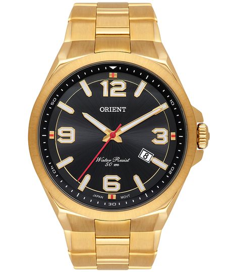 relógio masculino orient mgss1204p2kx analógico calendário dourado UNICO