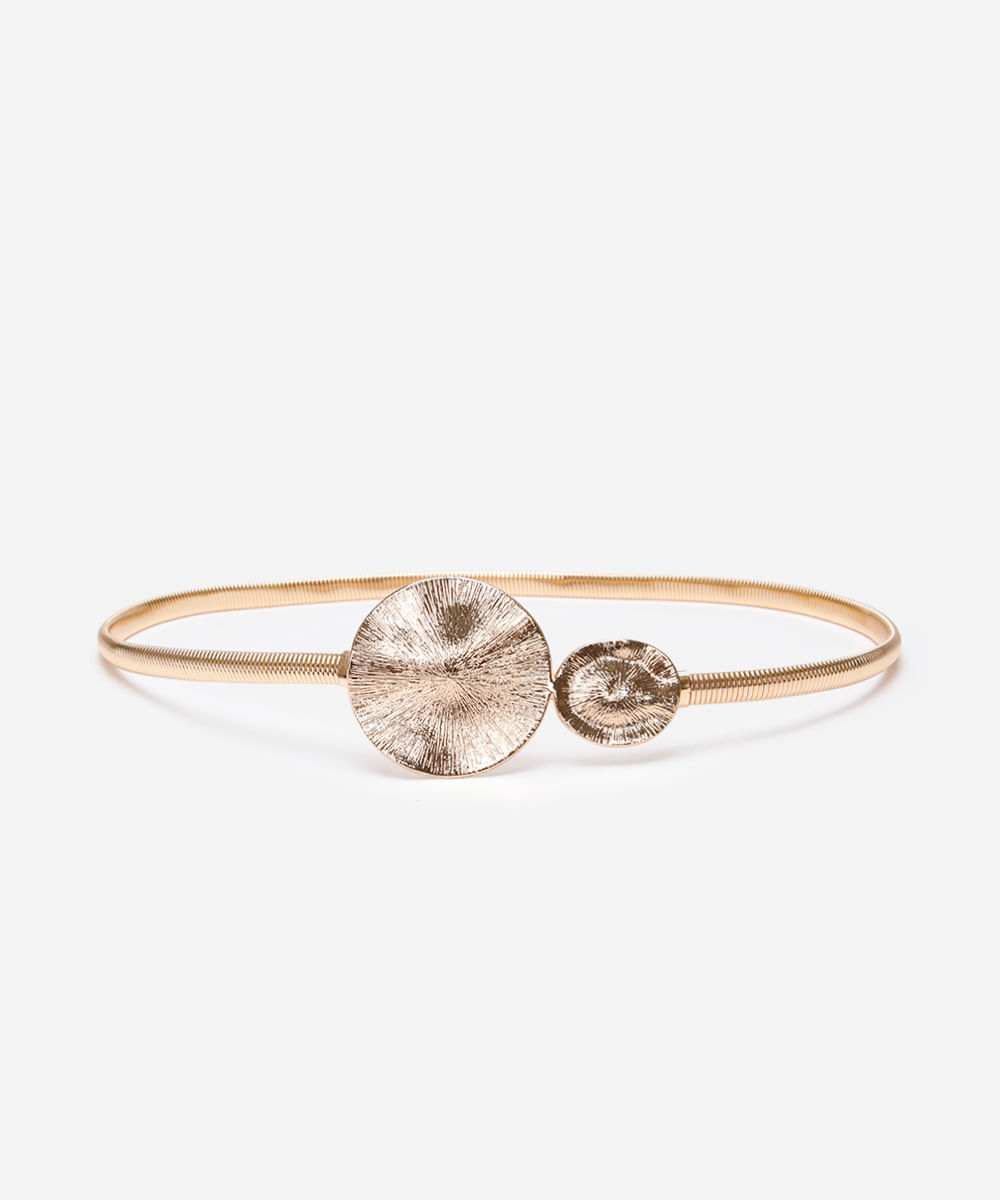 cinto de metal com fivela redonda dourado